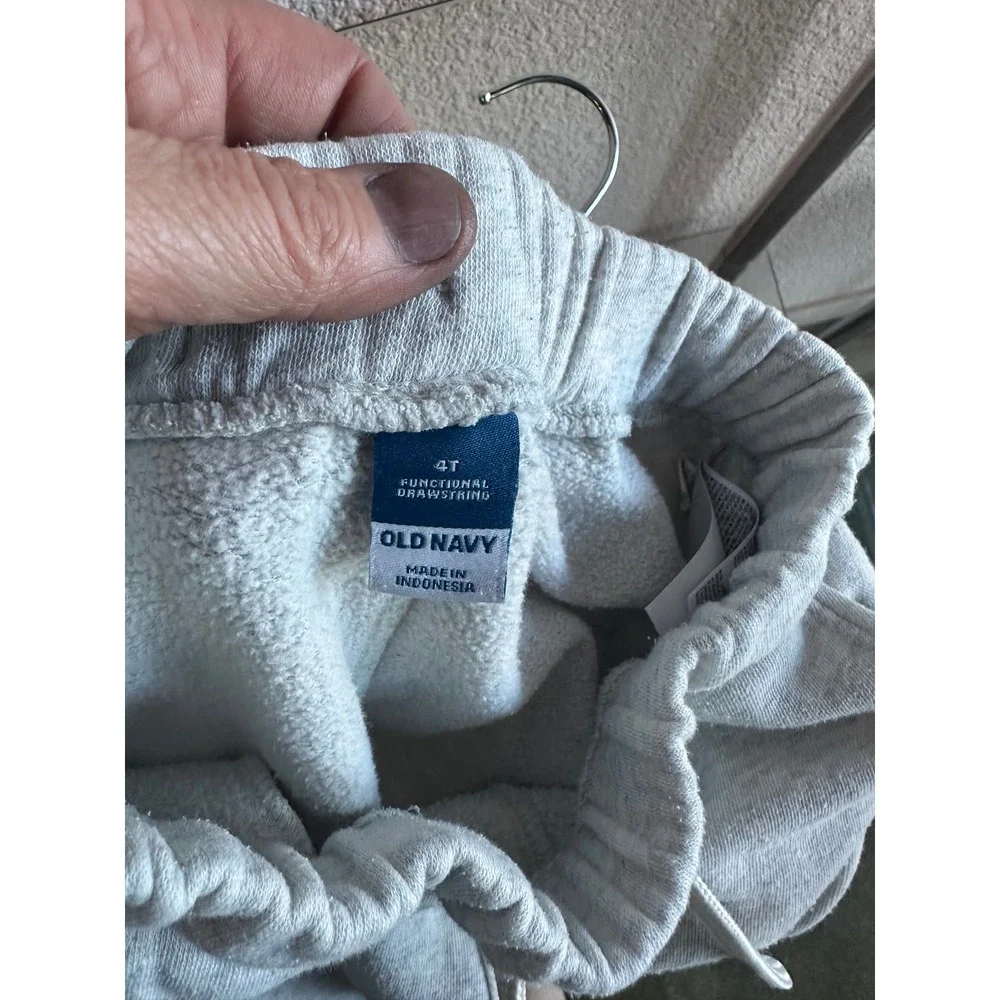 Old Navy Jogger Sweatpants Kids 4T 3-Pack Green Gray Fleece Drawstring Lot